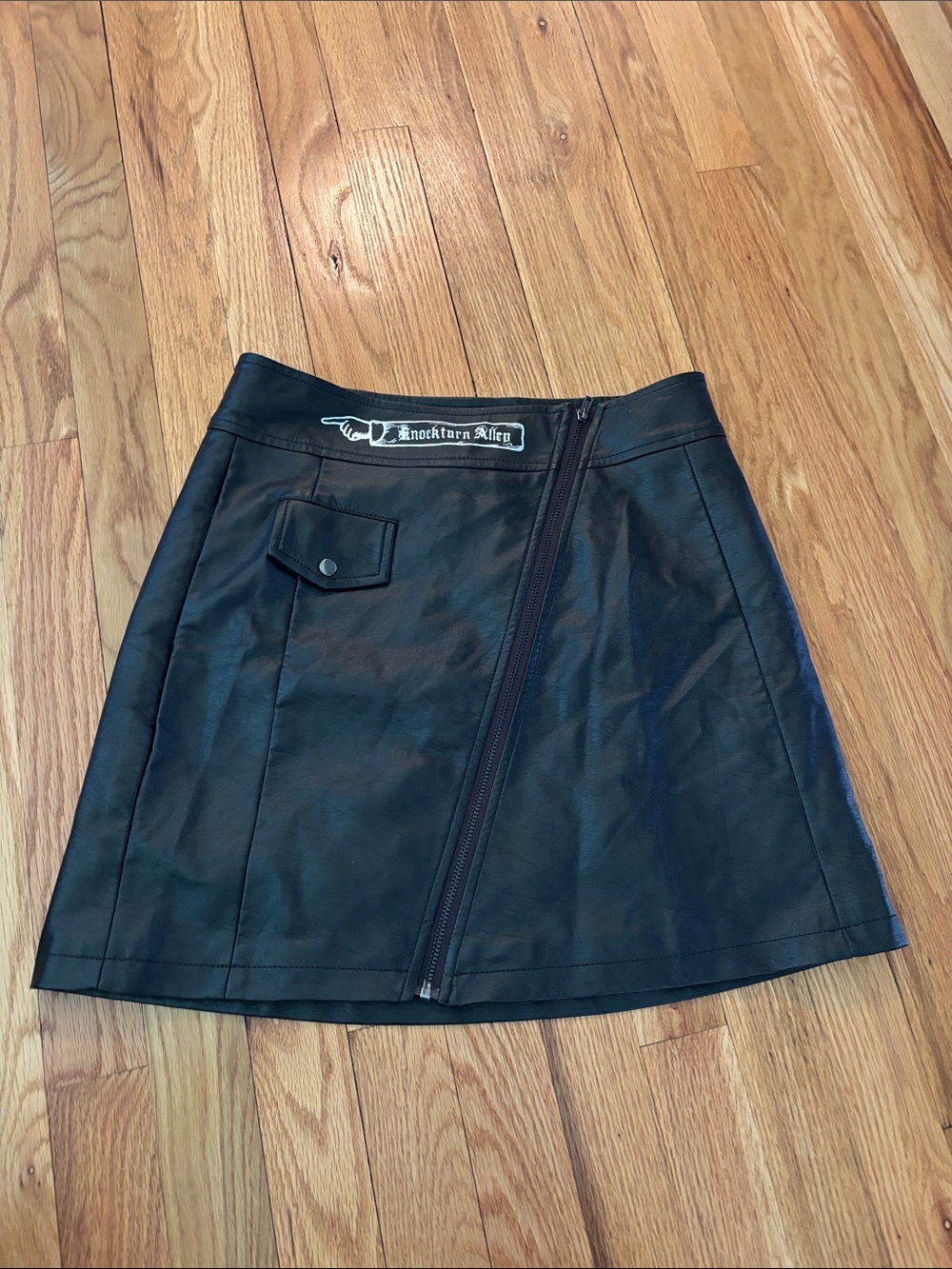 Hot Topic Black Faux Leather Zip-Front Mini Skirt